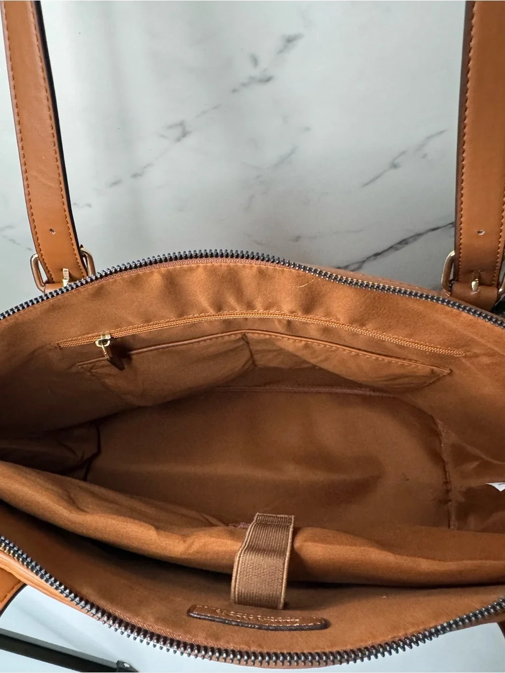 NWT Ellen Tracy Woven Laptop Tote Bag Brown Work Office